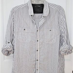 KENNETH COLE REACTION Striped Button Front Shirt L